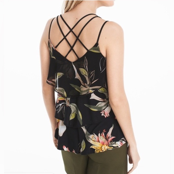 White House Black Market Black Floral Camisole - Picture 2 of 8